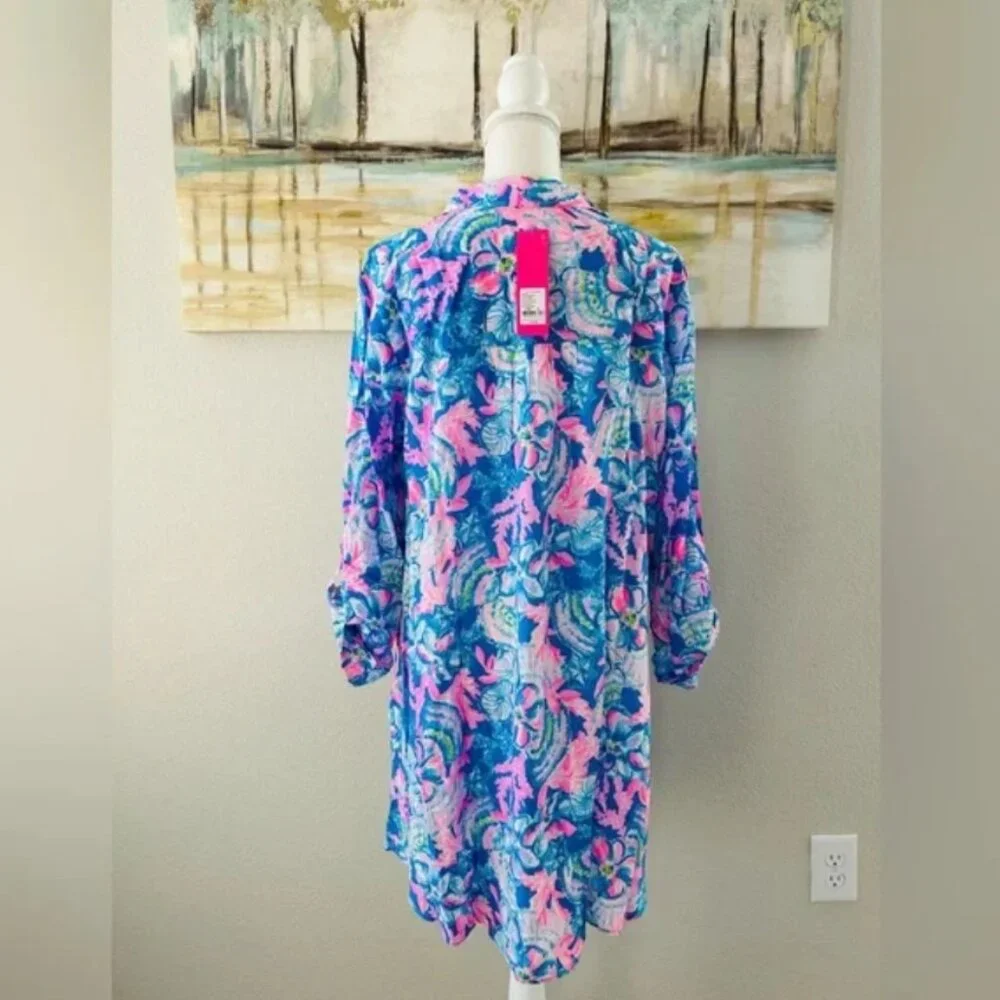 NWT Lilly Pulitzer Natalie Coverup Blue Tang Sitting Seaside size XL - Picture 4 of 5